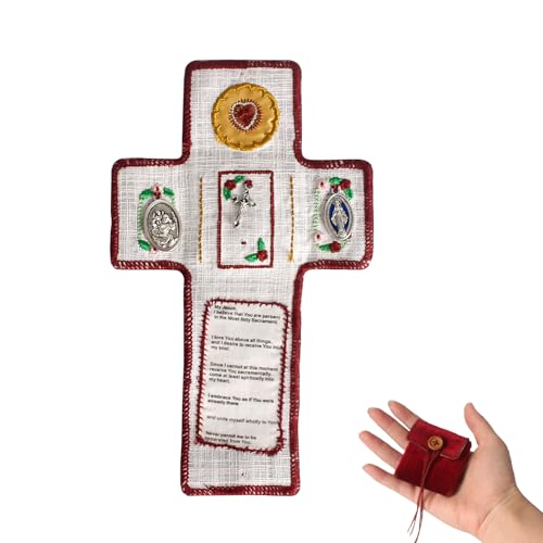 Handmade Catholic Pocket Shrine with Built-in Silver Cross - Travel Altars, Spiritual Shelters and Meaningful Christian Gifts - Encourage Christian Spiritual Gifts for Church Friends and Family