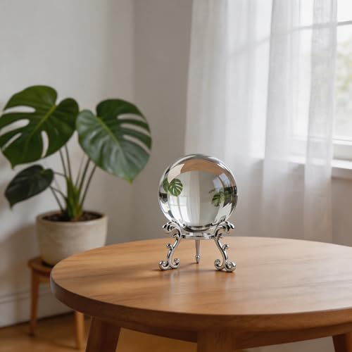 Image of ZEERSHEE 3.9in Crystal Ball with Stand, Photography Prop for Decor | Premium K9 crystal Polished for exceptional clarity Includes display stand and gift box Ready to display