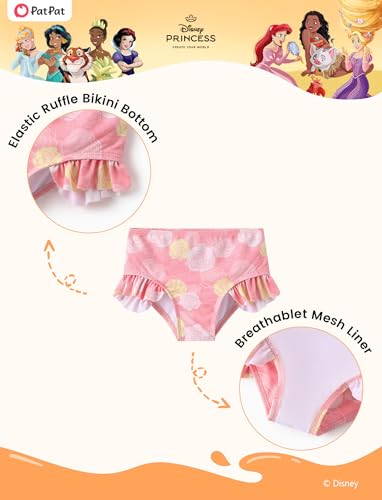 Image of Disney Frozen Elsa Stitch Marvel Toddler Girl Two Piece Long Sleeve UPF50+ Swimsuit Rashguard Sets Bathing Suit