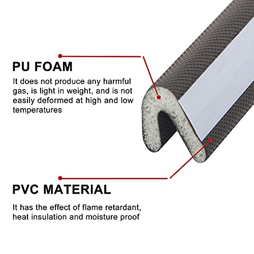 V Shape Weather Stripping, 19Ft Brown Adhesive Pu Foam Seal Insulation Weatherproof Doors And Windows Soundproofing Seal Strip #TOP6