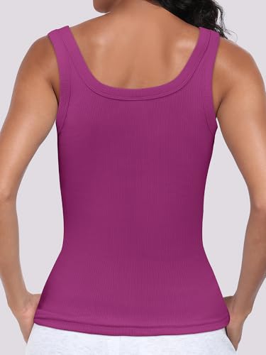 Image of ANRABESS Womens Sleeveless Scoop Neck Tank Top Ribbed Fitted Summer Basic Slim Cute Tops 2026