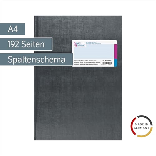 König&Ebhardt 7110P96KL Spaltenbuch DIN-A4, 96 Blatt, 10 Spalten, Kopfleiste