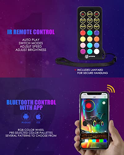 Xprite 3Ft 2Pcs Rgbw Led Whip Light, App & Remote Control Diy Chasing Pattern W/Stop Turn Reverse Brake Lights Safety Antenna Lighted Whips For Atv Utv Polaris Rzr Can-Am Buggy Jeep, 2 Year Warranty #TOP3