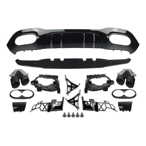 Parachoques trasero Benz W177 Clase A45 con labio difusor y escape negro brillante