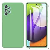 Adecuado para teléfono móvil Samsung Galaxy A52 5G hecho de silicona líquida TPU con protector de pantalla 1 ×, vidrio especialmente endurecido, no frágil, resistente a los arañazos