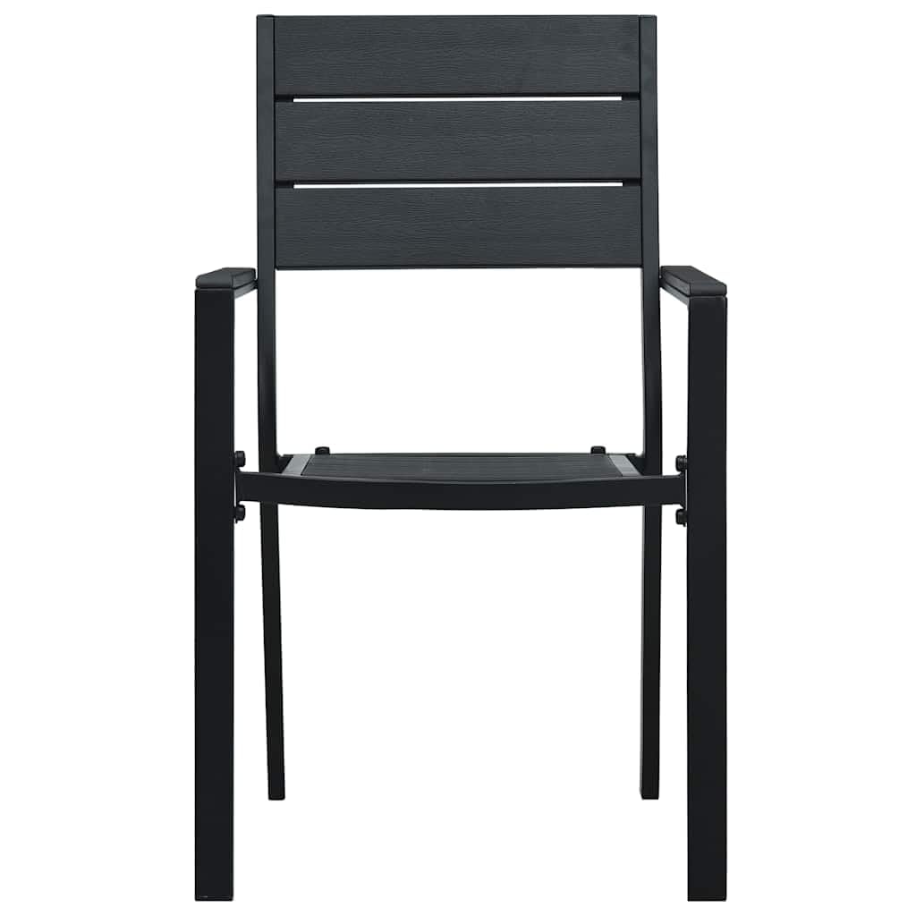 Krzesła ogrodowe 2 szt. czarne HDPE wygląd drewna | Stalowa rama 62 x 55,5 x 88,5 cm, łatwa do czyszczenia, na patio i taras