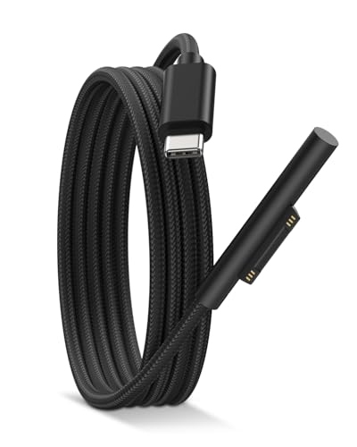 aceyoon Surface ��p 65W USB-C �[�d�P�[�u�� 1.2M �i�C�����҂� �ߔM�ی�`�b�v���� �}���[�d�R�[�h | �ő�3A�o�� ���ϋv �ґg�O�� Pro11/10/9/8/7/6/5/4/3, Go4/3/2, Laptop5/4/3