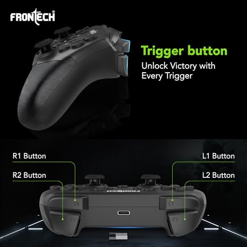 Image of FRONTECH Vortex Pro Wireless Gaming Pad, Dual Motor Vibration, 2.4G USB, 400mAh Battery, for PC /Windows /PS3 /Android TV (GP-0003)