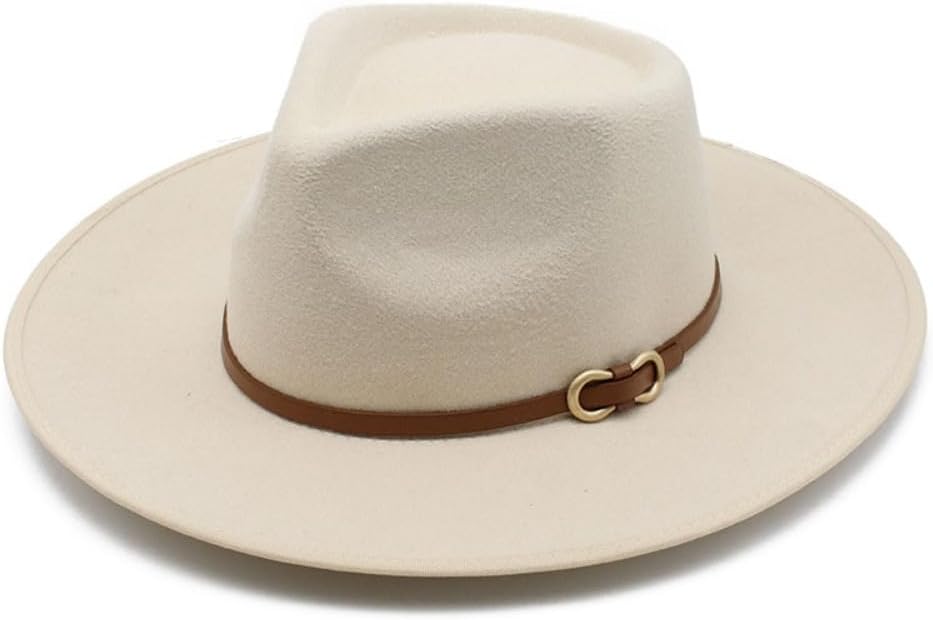 Tan Felt Western Cowboy Hat with Leather Band, Wide Brim, Adult, Classic Style