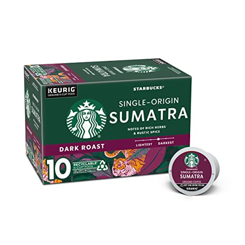 Image of Starbucks K-Cup Coffee Pods, Dark Roast Coffee, Sumatra, 100% Arabica, 1 box (10 pods)