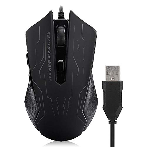 ASHATA Gaming Mouse Kabelgebundene, stille Spielemaus USB Kabelgebundene Desktop-Laptop-Maus G6 1,5 m 6-Gang-verstellbare, einstellbare,komfortable Griff Ergonomische optische