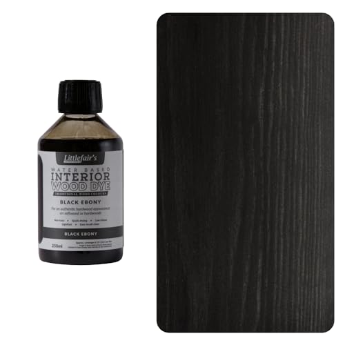 Littlefair's Wood Stain Water Based - 250 ml - Indoor Furniture Stain Light & Dark Finishes - Special Non Toxic & Eco Friendly Formula - Wood Stain for Crafts - Colour: Black Ebony