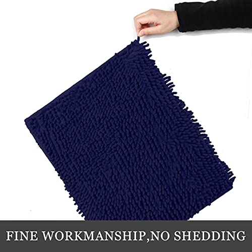 Luxury Chenille Bathroom Rug,Extra Soft and Cozy, Non-Slip,Super Absorbent Water, Machine Wash Dry, Shaggy Chenille Bath Mats for Bathroom Bedroom,15x23 inches,Navy - Thumbnail 3