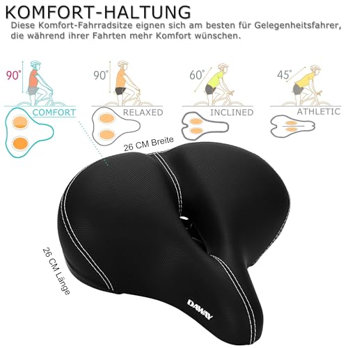 DAWAY C30 Übergroßer bequemer Fahrradsattel & Ersatzsitz - Extra breiter Fahrrad Sattel für...