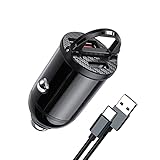 【Was Sie bekommen】 1 * Autoladegerät mit 1 * USB A auf C Kabel und unserer 12-monatigen Herstellergarantie und problemlosem Austausch.