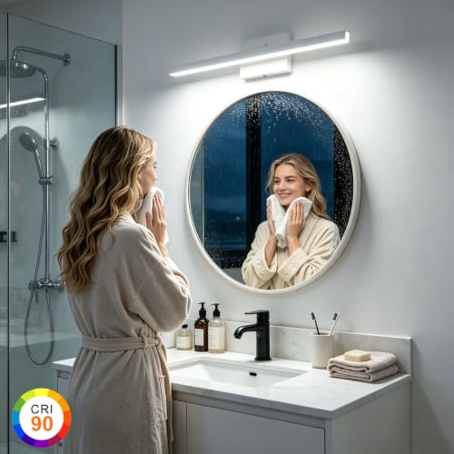 Image of IZORRO Modern Bathroom Vanity Light 32 inch, Rotatable, 24W Dimmable Led Bathroom Light Fixture Over Mirror, White Vanity Light Bar (Cool White 6000K)