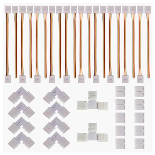 GTIWUNG 40 Stück 3 Polig LED Strip Verbinder Kit, Strip to Strip Drahtverbinder, LED Eckverbinder, Lückenloser für 10 mm 5050 WS2812 WS2811 LED Streifen Licht