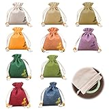 EsiFare 巾着袋 ラッピング袋 8*10cm 【10色セット】和風収納袋 小物入れ リネン小ポーチ ジュエリーポーチ 数珠袋 香り袋 コットン袋 麻布袋 ハーブの入った袋 収納 通気性小さな布の袋 文玩袋 リネン 亜麻 アロマテラピーサシェ ギフトバッグ ミニ