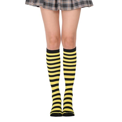 Image of Striped Knee High Socks for Women Outdoor Sport Athletic Stripe Casual Tube Socks