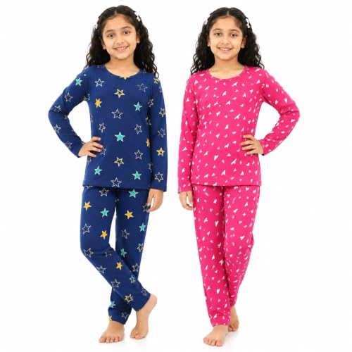 Image of NammaBaby Girl's Cotton Graphic Print Night Suit and Payjama Set - Multipack