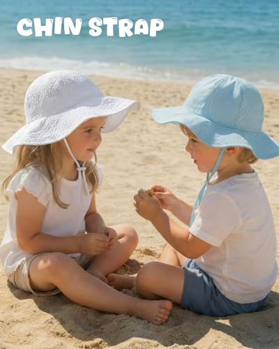 HONGTEYA Baby Sun Hat Sun Protection Stripe Wide Brim Toddler Beach Hat - image 4