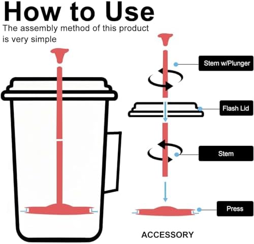 2-Pack Silicone French Press Coffee Makers compatible with Stanley Classic Stay-Hot French Press Coffee Maker 48 oz , french press coffee maker for Stanley Camping Stoves ,coffe press (Black, 2) — view 4