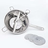 Passe-purée Manuel En Inox 24 Cm Avec 3 Disques - Pour Pommes De Terre, Légumes Et Purées Bébé - 3