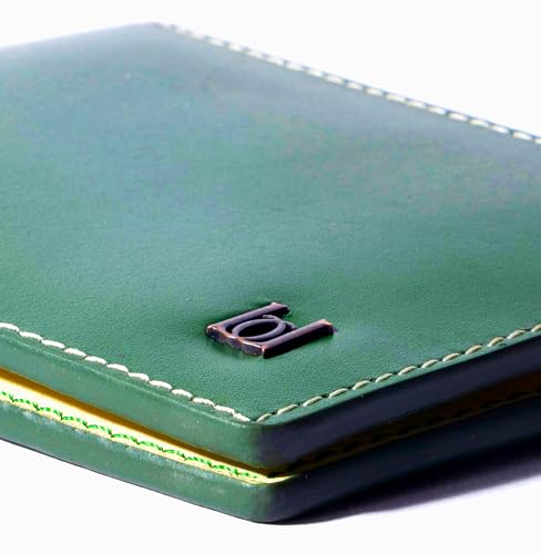 Image of BEIGE & BROWN Full Grain Leather Wallet for Men - Premium Dual Tone Slim Bifold with RFID Blocking, 6-8 Card Slots, Luxury Gift for Men (Pine Green)
