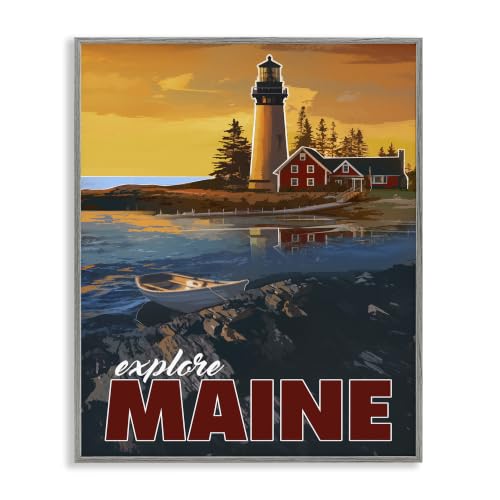 Maine Lighthouse Ocean Travel Beacon, 11 x 14 Inch Framed Giclée Print