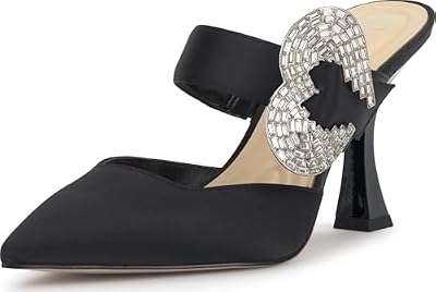 Jessica Simpson Favica Embellished Buckle High Heel Mule, Black, 11