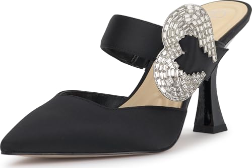 Jessica Simpson Favica Embellished Buckle High Heel Mule, Black, 11