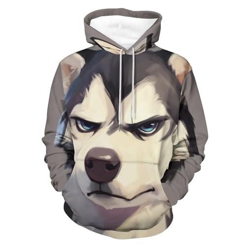Hoodie Husky drôle avec manches longues et capuche ajustable en S