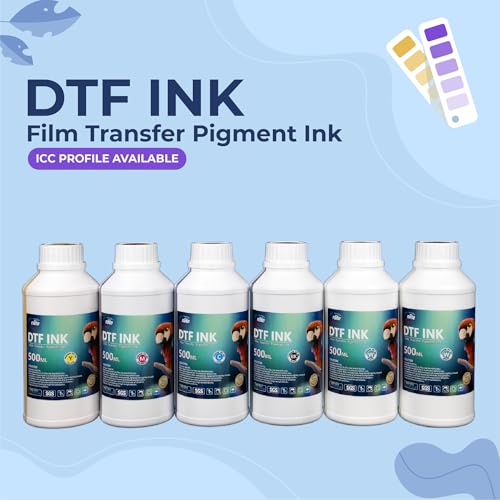 Image of Enlite Premium DTF Ink 500ML Combo Pack, Pigment Ink for PET Film Heat Transfer Printing, Refill for DTF Printer with printhead DX5 DX7 5113 XP600 I3200 4720 TX800, 2W+1B+1C+1M+1Y