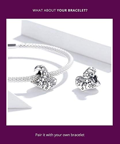 Halloween Charms for Women 925 Sterling Silver Beads Halloween Pumpkin Skull Enamel Charm for Bracelets (Silver Wizard Hat) - Image 6