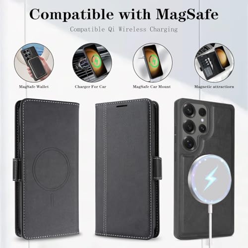 Étui iPhone 12 Pro Max noir housse portefeuille en cuir à rabat - 4