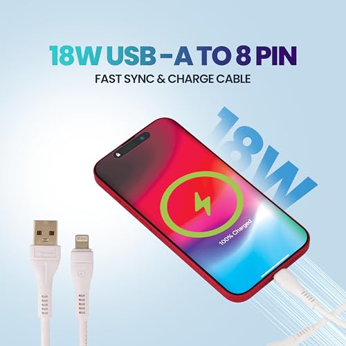 Image of Nextech Fast Sync & Charge 8 Pin Cable | USB to Lightning 3.6A Fast Charging Braided Cable | 18W Max Power | Compatible for iPhone 14, 13, 12, 11, iPad, MacBook, iMac, AirPods | 480Mbps Data Sync