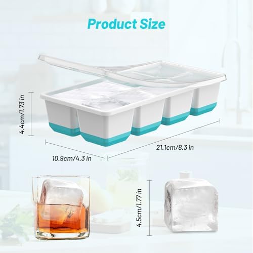 Ice Cube Tray 3 Pack, Square Large Ice Cube Molds for Freezer, BPA-Free, Dishwasher Safe, Easy Release Ice Trays for Cocktail,Whiskey (Blue) - Thumbnail 5