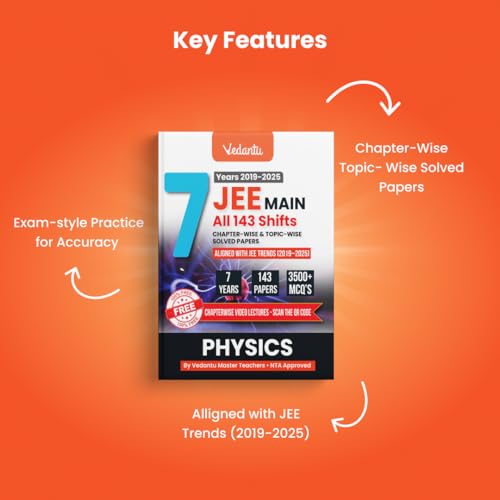 Image of Vedantu JEE Main Physics PYQ Book | 7 Years (2019-2025) Solved Papers | 143 Papers, 3500+ MCQs, Chapterwise & Topicwise Solutions | QR Codes for Video Lectures | JEE Exam Prep Book 2026