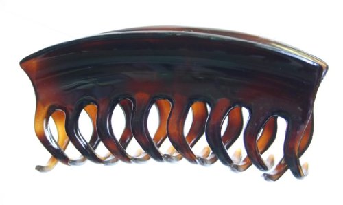 Caravan Large Conventional Hair Claw Covered Spring With Wave And Rounded Teeth In Tortoise Shell