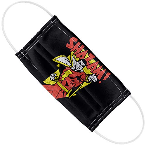 Popfunk Justice League Shazam! In Bolt 1-Ply Reusable Face Mask Covering with Adjustable Nose Wire, Unisex