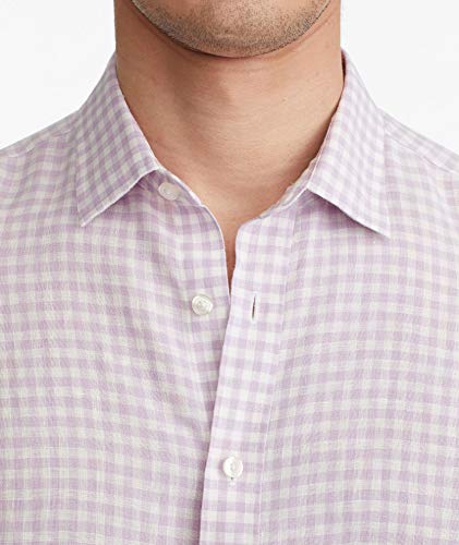 Untuckit Attilio Untucked Mens Shirt Button-Up, Wrinkle Resistant, Purple, Small Regular Fit, Short Sleeve, Regular Fit #TOP2