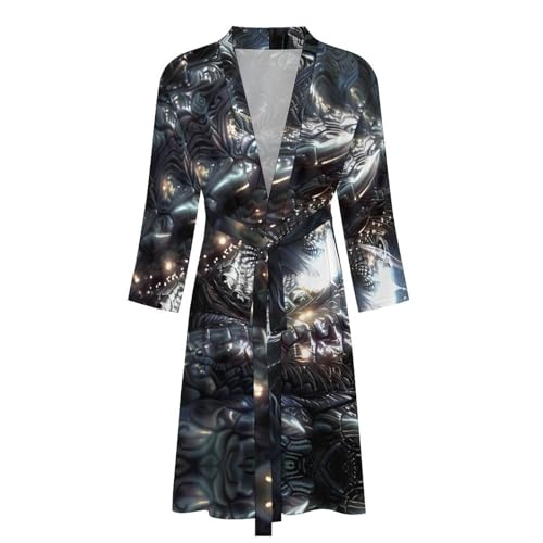 Monochrome Dragon Eye Funny Men's Robe Soft Lightweight Bathrobe Long-sleeve Spa Robes4