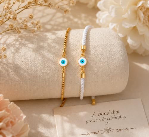 Image of M.F.H Elegant Bhai Bhabhi Rakhi Combo Set for Rakshabandhan - Traditional Lumba Rakhi for Bhaiya Bhabhi,Gift Combo Set for Brother and Sister-in-Law