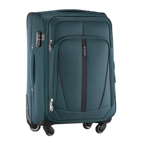 DIAMOND Mittelgroßer Weichschalenkoffer M 24 Grün Codura 1200D 360 Rollen Zahlenschloss Erweiterbar 6072 L Leicht & Robust