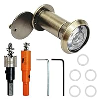 WanderGo Türspion 200° Weitwinkel mit Sichtschutz aus Zinklegierung, Ø16mm, Spion mit Holz & Metall Bohrer Einstellbare Länge Katzenauge Türspion für 35–60mm Türen (Stahl)