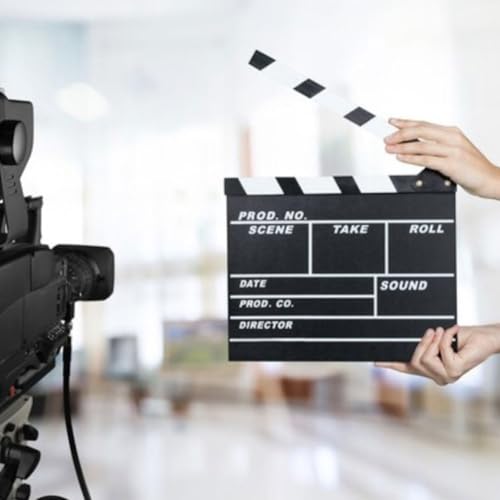 Clapet de Films, Clap de Cinéma, Film Clapper avec Kit Gratuit, Clap RéAlisateur Professionnel Et Marqueur, Cinema Decoration, Film Coupe Prop pour Production Vidéo, TV, Action Cut Clapper – vue 2