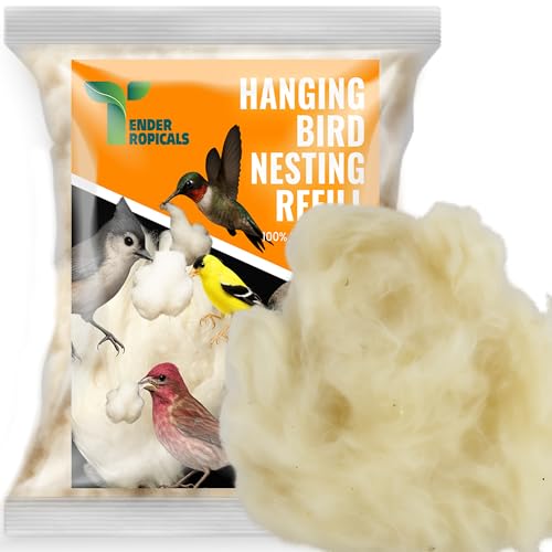 Kapok Fiber Nesting Material for Birds – 2.1oz Natural Nest Refill for Hummingbirds, Parakeets, Finches, Canaries – Soft Bedding for Small Animals, Cages & Outdoor Nesters