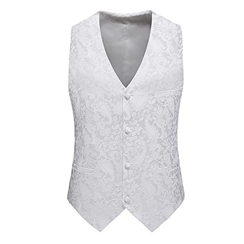 Mens Suit 3 Piece Floral Tux Double Breasted Blazer Vest Pants Set Us Size 36 White #TOP2