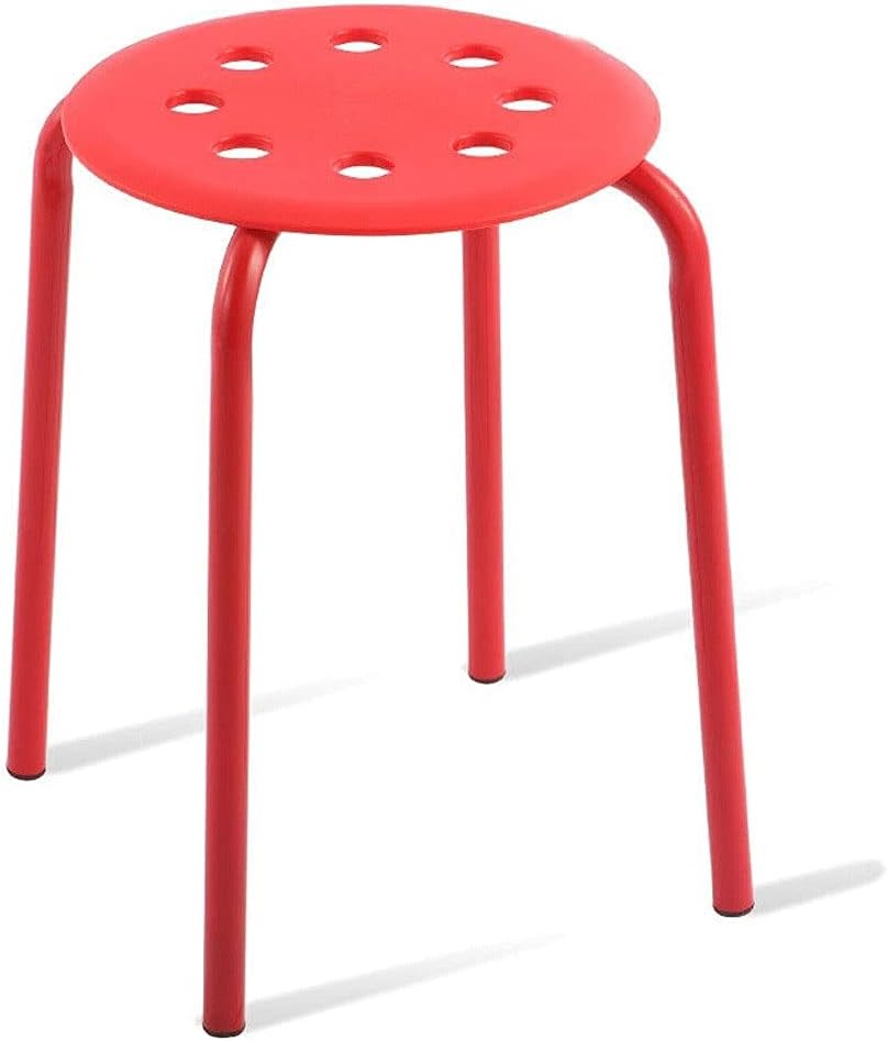 Minimalist Fashion Creative Plastic Stack Stools Pack of 4 Plastic Stack Stools Office Step Stools Iron Stool Eight-Hole Stool for Living Roomcasual/Red