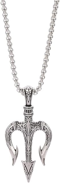 VNEWSCHI Poseidon Trident Retro Necklace DIY Hip Hop Style Pendant Men Punk Gothic Celtic Knot Necklace Viking Wiccan Pentagram Pentacle Star Snake Norse Mythology Pendant